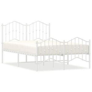 vidaXL Bedframe met hoofd- en voeteneinde&nbsp;metaal wit 120x190 cm