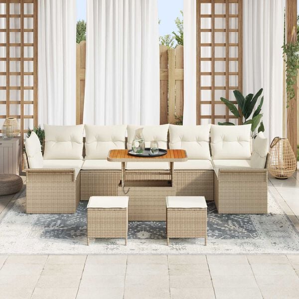 vidaXL Tuin Sofa Set 10 pcs Beige poly rattan