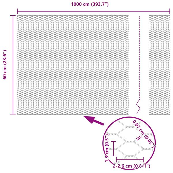 vidaXL Hexagon Hek Groen 0.6 x 10 m Staal