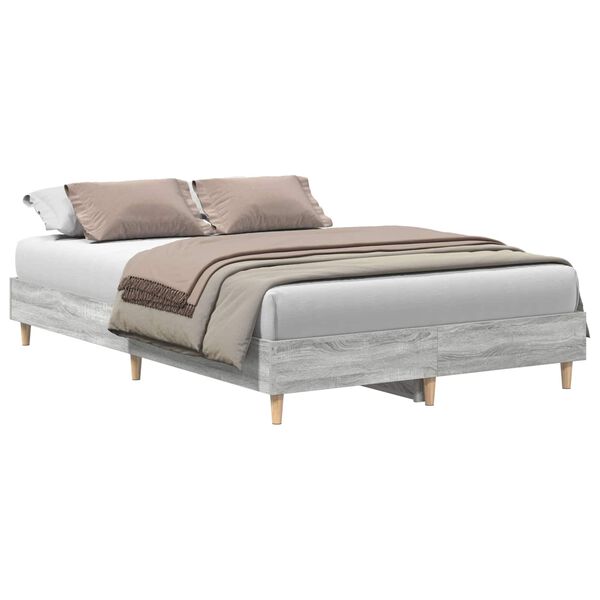 vidaXL Bedframe Grijs Sonoma 193 x 123 x 25 cm Bewerkt hout