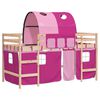 vidaXL Kinderhoogslaper met tunnel 80x200 cm massief grenenhout roze
