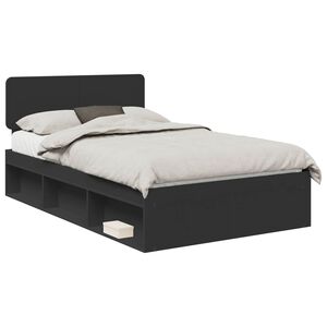 vidaXL Bedframe met hoofdeinde Zwart 120 x 190 cm Massief grenenhout