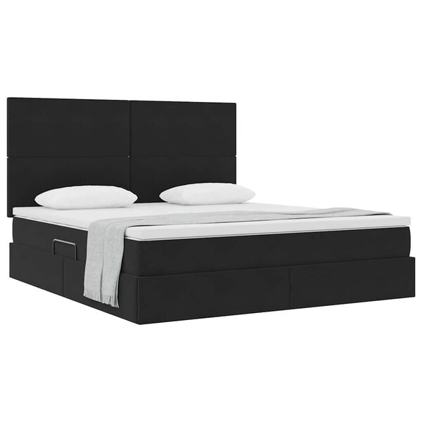 vidaXL Opbergbed met LED met matras Zwart 180 x 200 cm Fluweel