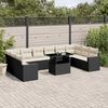 vidaXL 11-delige Loungeset met kussens poly rattan zwart