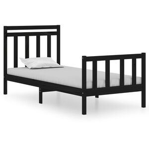 vidaXL Bedframe massief hout zwart 75x190 cm