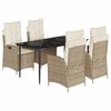 vidaXL 5-delige Tuinset met kussens poly rattan beige