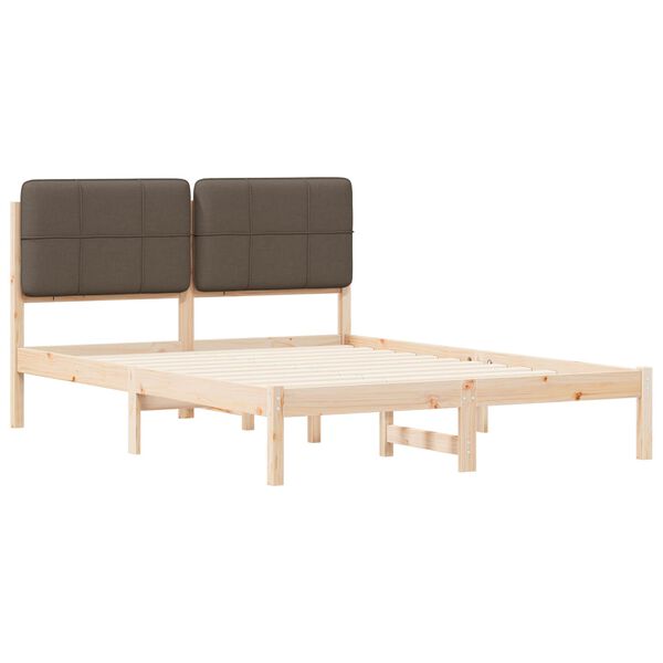 vidaXL Bedframe met Gevoerd Hoofdgedeelte Taupe 135 x 190 cm