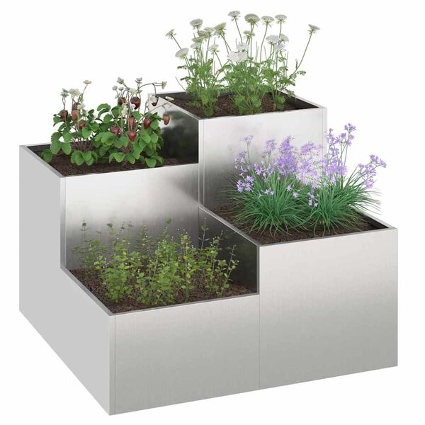 vidaXL Tuin Bloempot Zilver 80 x 80 x 60 cm Roestvrij staal