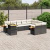 vidaXL 10-delige Loungeset met kussens poly rattan zwart