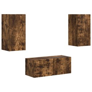 vidaXL Tv-meubelset Wandgemonteerd 2 pcs Gerookt eiken Bewerkt hout