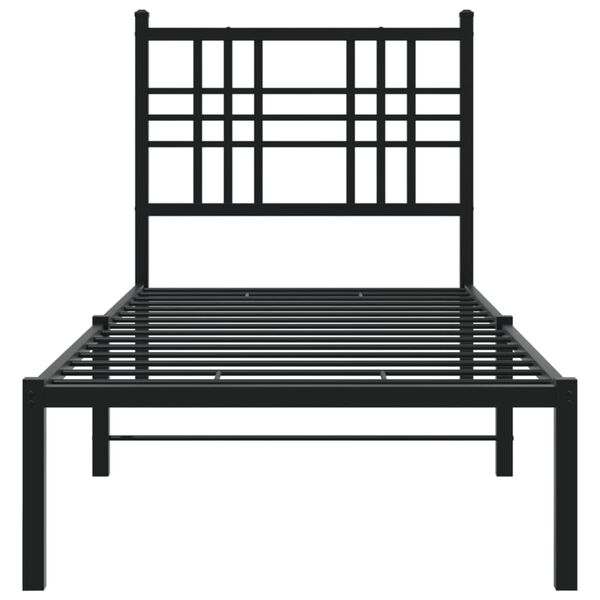 vidaXL Bedframe met hoofdbord metaal zwart 75x190 cm