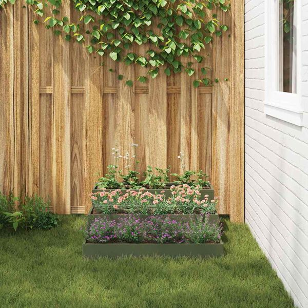 vidaXL Tuin Bloempot Olijf Groen 90 x 90 x 35 cm Koudgewalst staal