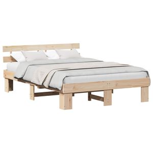 vidaXL Bedframe met hoofdeinde Naturel 140 x 200 cm Massief grenenhout