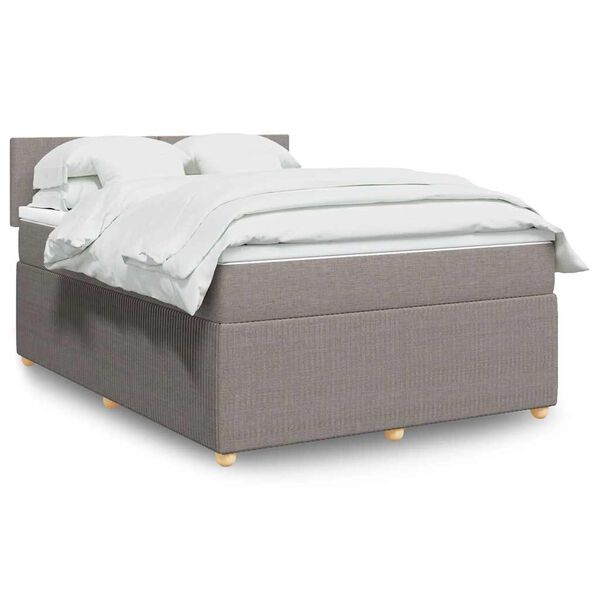 vidaXL Boxspring met matras stof taupe 140x200 cm
