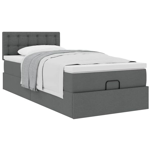 vidaXL Ottoman bed met matras 90x190cm stof donkergrijs