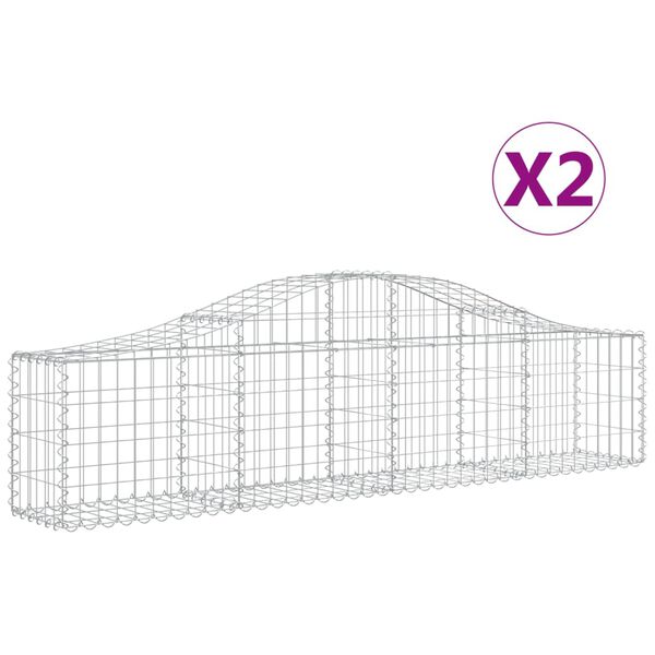 vidaXL Schanskorven 2 st gewelfd 200x30x40/60 cm gegalvaniseerd ijzer
