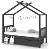 vidaXL Kinderbedframe met lade grenenhout donkergrijs 80x160 cm