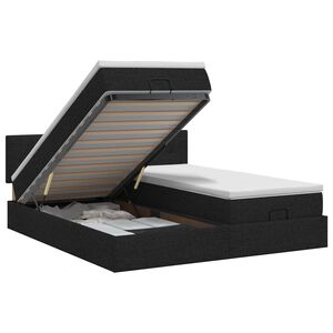 vidaXL Ottoman bed met matras met hoofdeinde 2 st Zwart Stof