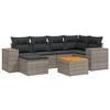 vidaXL 7-delige Loungeset met kussens poly rattan grijs