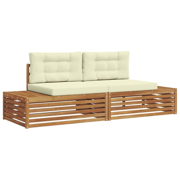 vidaXL Buiten bankenset met kussen 2 Stuk Natuurlijk en Cr&egrave;me