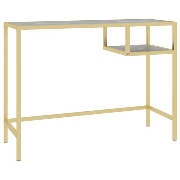 vidaXL Computerbureau 100x36x74 cm gehard glas zwartmarmerkleurig