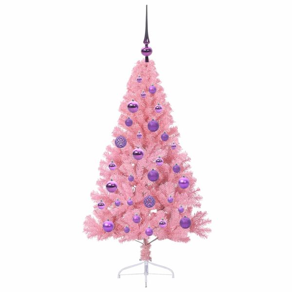 vidaXL Kunstmatig Voorverlicht Kerstboom met 150 LED Roze 120 cm PVC
