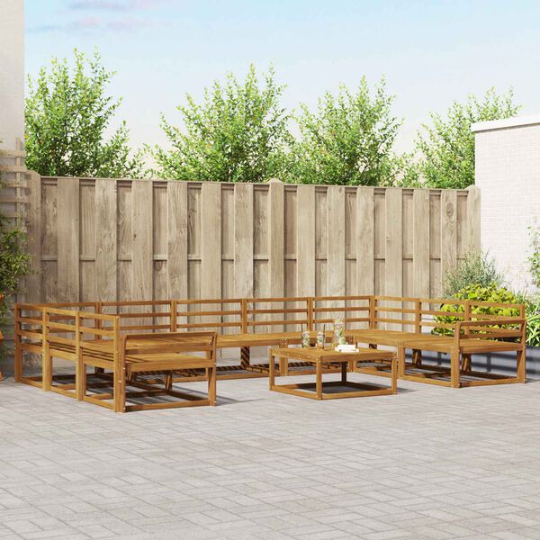 vidaXL Buiten bankenset 10 pcs Naturel Massief Acaciahout