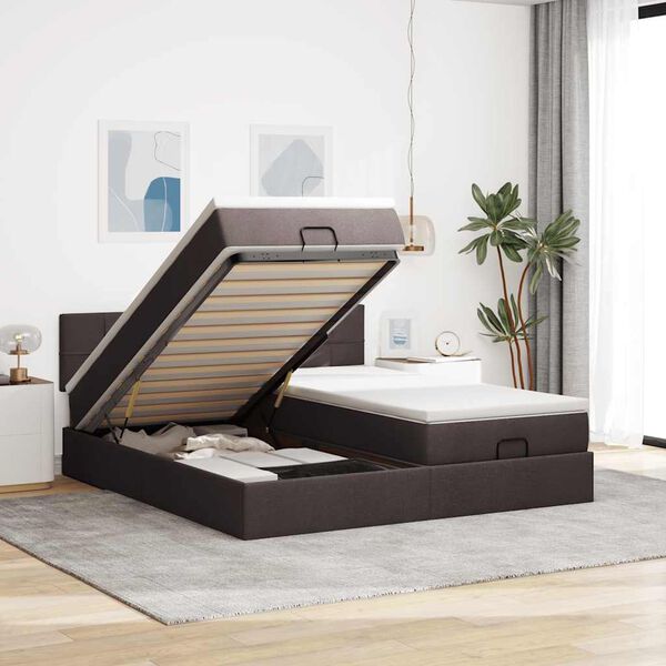 vidaXL Ottoman bed met matrassen 180x200cm stof donkerbruin