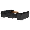 vidaXL Tuin Sofa Set Zwart Poly Riet en Staal en Massief acacia hout