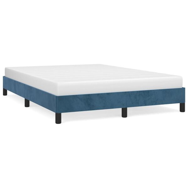 vidaXL Bedframe zonder matras 140x190 cm fluweel donkerblauw