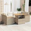 vidaXL 6-delige Loungeset met kussens poly rattan acacia beige