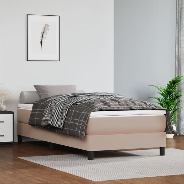 vidaXL Boxspring met matras kunstleer cappuccinokleurig 90x200 cm