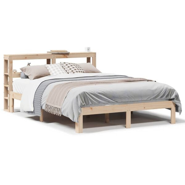 vidaXL Bedframe met hoofdbord massief grenenhout 140x190 cm