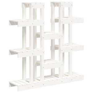 vidaXL Plantenstandaard wit 104,5x25x109,5 cm massief grenenhout