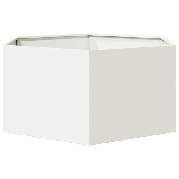 vidaXL Plantenbak zeshoek 104x90x45 cm staal wit