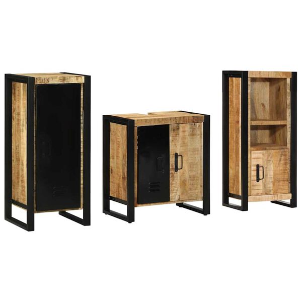 vidaXL Badkamermeubelset met plank 3 pcs Bruin Massief Gerecycled Hout
