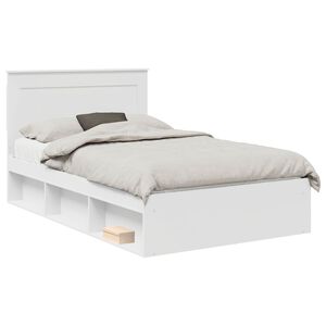 vidaXL Bedframe met hoofdeinde Wit 135 x 190 cm Massief grenenhout