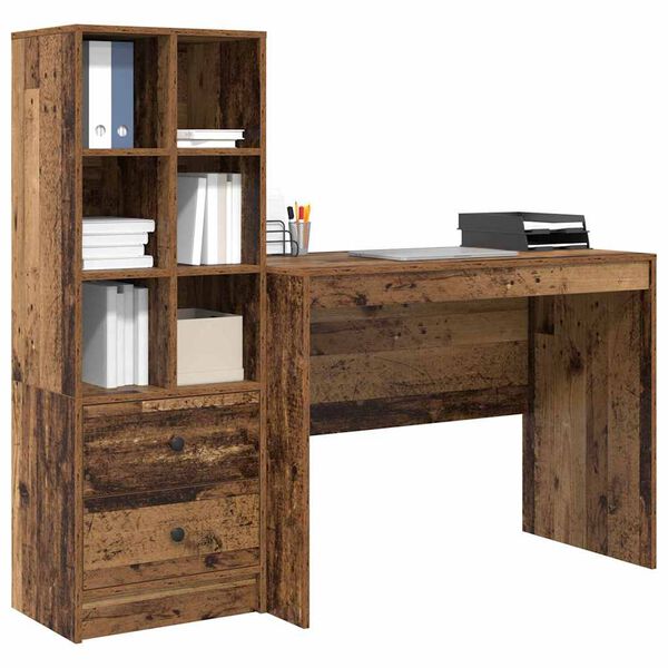 vidaXL Bureau met lade 2 pcs Oudhout