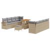 vidaXL Tuin Sofa Set met kussen 11 pcs Beige Poly riet