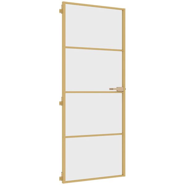 vidaXL Binnendeur smal 83x201,5 cm gehard glas en aluminium goudkleur