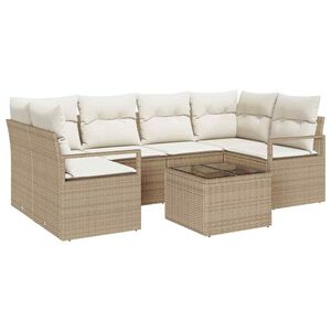 vidaXL Tuin Sofa Set 7 st 6-Aantal zitplaatsen Beige en Cr&egrave;me