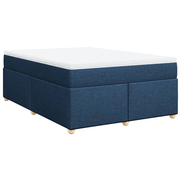 vidaXL Boxspring met matras stof blauw 140x200 cm