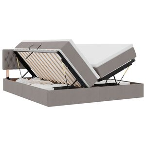 vidaXL Bed met LED-striplichten met hoofdeinde Taupe 180 x 200 cm Stof