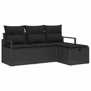 vidaXL Bankstel 4 st 4-Aantal zitplaatsen Zwart poly rattan