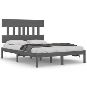 vidaXL Bedframe massief hout grijs 200x200 cm