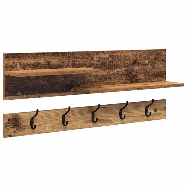 vidaXL Wandgemonteerde kapstok Oudhout 90 x 15 x 36 cm Bewerkt hout