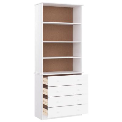 vidaXL Boekenkast met lades ALTA 77x35x186,5 cm massief grenenhout wit