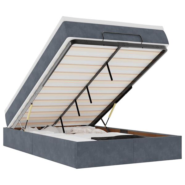 vidaXL Ottoman bed met matras 120x200cm fluweel donkergrijs
