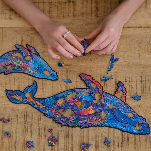 UNIDRAGON Puzzel Milky Whales 172 stukjes medium 33x20 cm hout