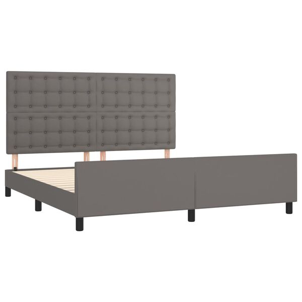vidaXL Bedframe met hoofdbord kunstleer grijs 180x200 cm